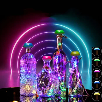 Led Saules Vainags Ziemassvētku Vīna Pudele Gaismas LED Korķa Pasaku Gaismas 1M 10LED Korķa Vadu Stīgu Gaismas Brīvdienu Puse Bārs Apdare