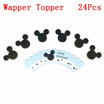 24 gab/iepak Disney Mickey Mouse Tēmu Dzimšanas dienas svinības Karikatūra Cupcake Wrappers Toppers BEZ Nūjas Kūka Dekorēšanas Piederumi