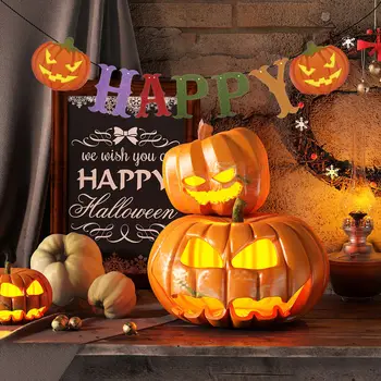 Hallowen Karājas Rotājumu DIY Bērni dod priekšroku Ragana Gnome Ķirbju Banner Puse Pull Karoga Galvaskausa Bat Smieklīgi Šausmu Apdare, Mājas