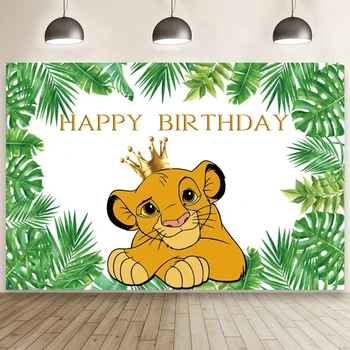 Disney Simba Lion King Pasūtījuma Fons Meža Bērniem Dzimšanas Dienas Ballīti Foto Fonu, Sunset Baby Dušas Banner Poster Karikatūra