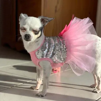 Princese Suns Kleita Vasaras Gaišs Krekls, Tutu Svārki Suņu Apģērbu Yorkie Chihuahua Shih Tzu Bowknot Kāzu Svinības Kucēns Kostīms