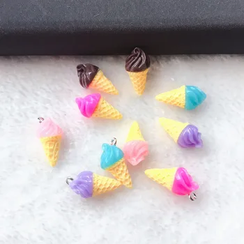 10pcs 18mm*9mm Gudrs Multicolor stereoskopiskās saldējuma Kaklarota Keychain Kulons DIY Pieņemšanas Piederumi