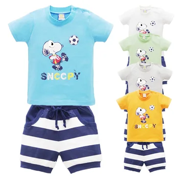 Bērniem, Baby Boy 2Pcs Set Īsām Piedurknēm Bikses, T Krekls, Uzvalks Summer Cartoon Kokvilnas Apģērbs