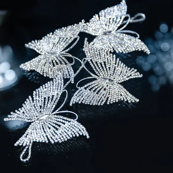 Jaunā korejiešu crystal butterfly hairbands sieviešu matu rotājumu Banketu, kāzu, līgavu matu rotas